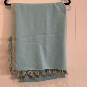 Lilly Pulitzer Blue and Gold Tassel Wrap